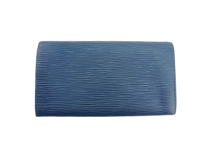 LOUIS VUITTON Long Wallet Purse M63575 Blue gold Pochette Porto MonÃÂ©credi