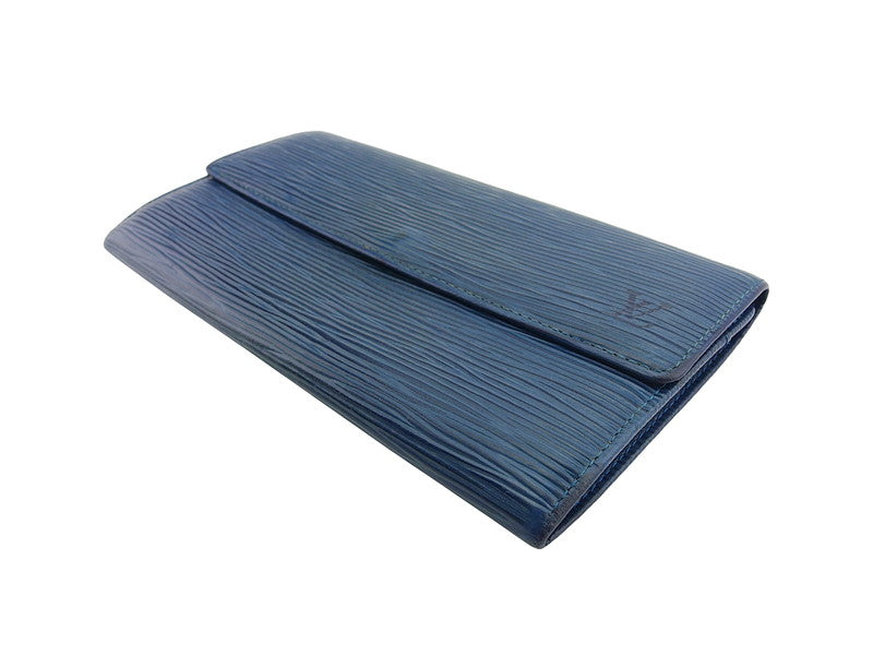 LOUIS VUITTON Long Wallet Purse M63575 Blue gold Pochette Porto MonÃÂ©credi