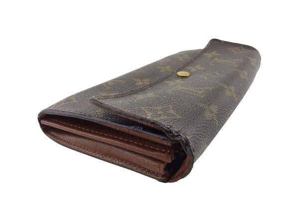 LOUIS VUITTON Long Wallet Purse Brown beige gold PortomonÃ© Credit