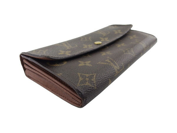 LOUIS VUITTON Long Wallet Purse Brown beige gold PortomonÃ© Credit