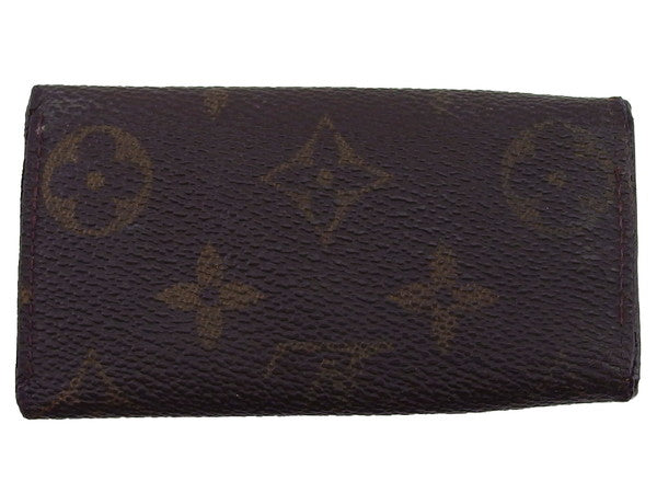 LOUIS VUITTON Key case Key holder  Dark brown x beige Multicles4