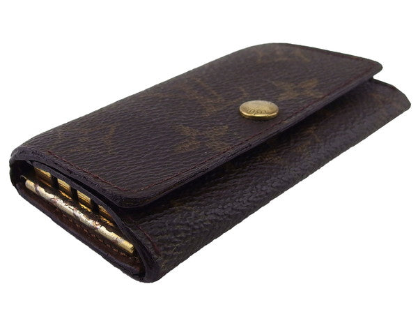 LOUIS VUITTON Key case Key holder  Dark brown x beige Multicles4