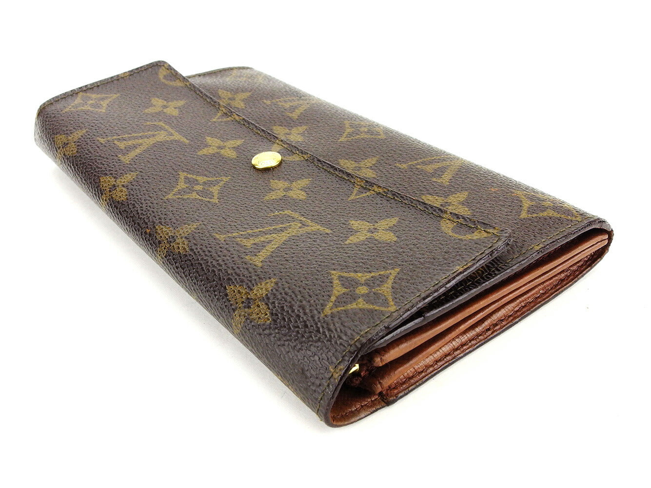 LOUIS VUITTON Long Wallet Purse M61725 Brown Pochette Porto MonÃÂ©credi