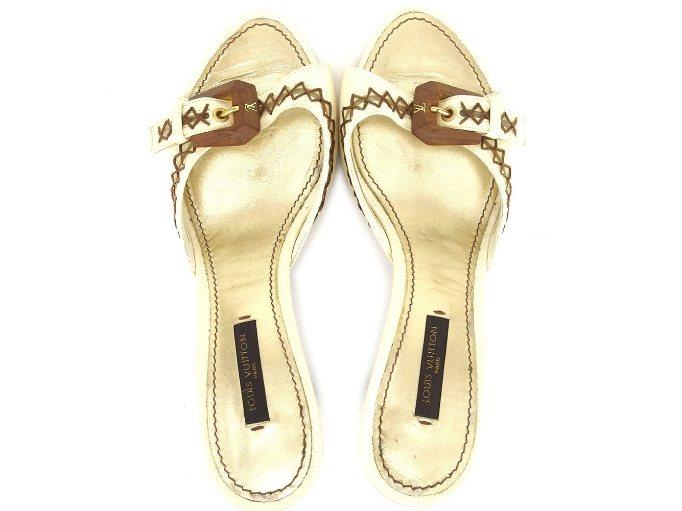 LOUIS VUITTON Sandals Beige gold #37 size