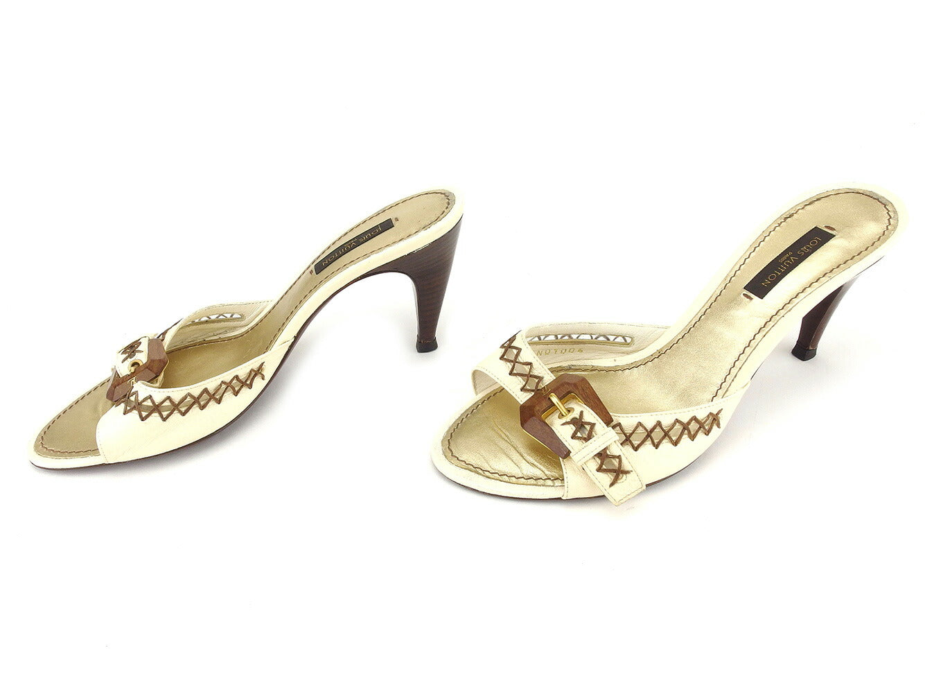 LOUIS VUITTON Sandals Beige gold #37 size
