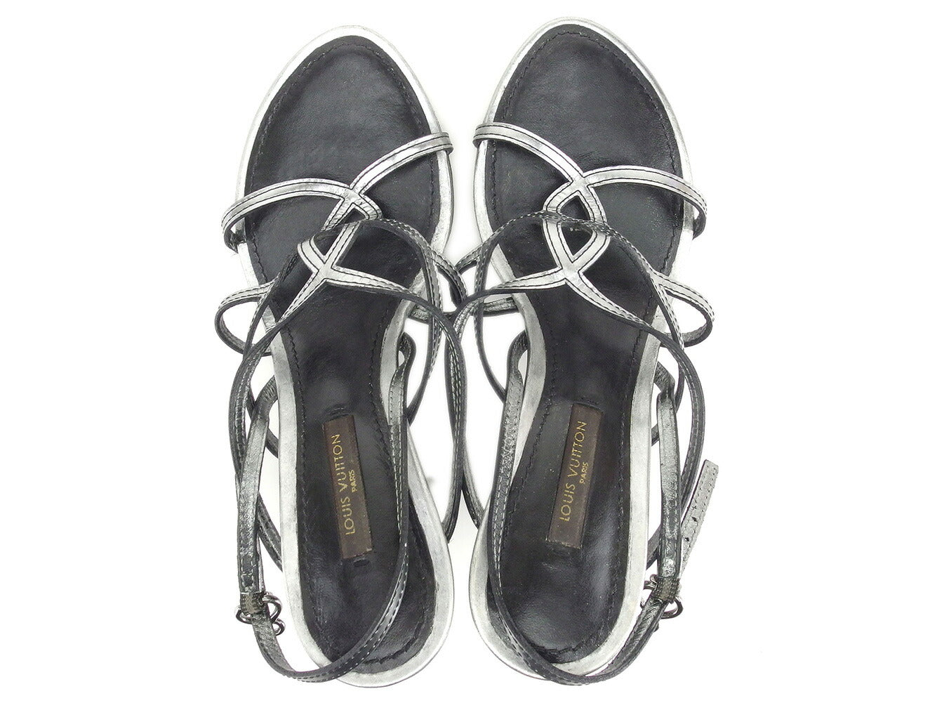 LOUIS VUITTON Sandals Silver black 34