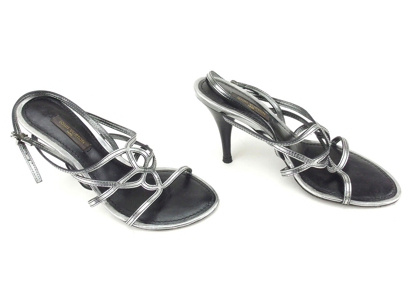 LOUIS VUITTON Sandals Silver black 34