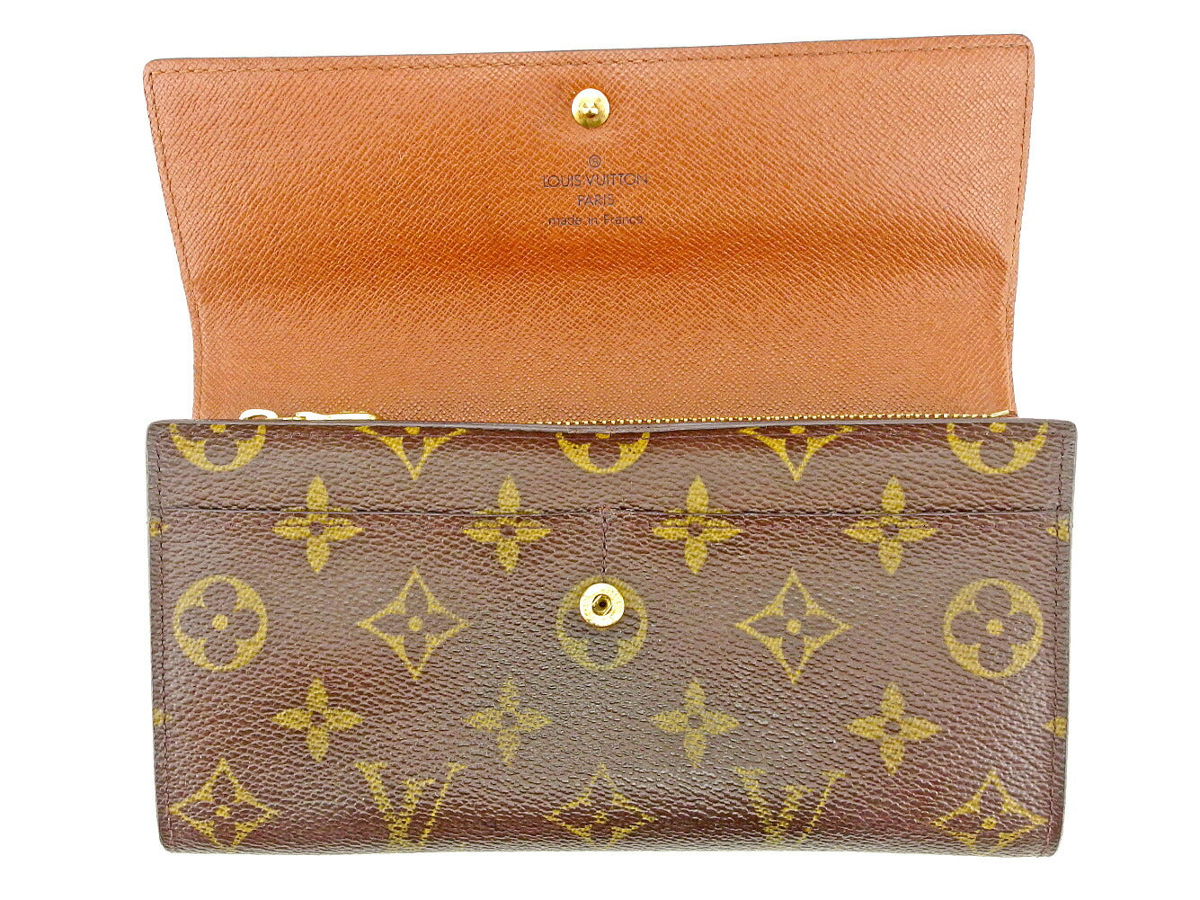 LOUIS VUITTON Long Wallet Purse M61725 Brown Pochette Porto MonÃÂ©credi