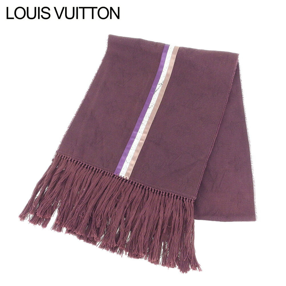 LOUIS VUITTON Scarf Brown Purple Silver
