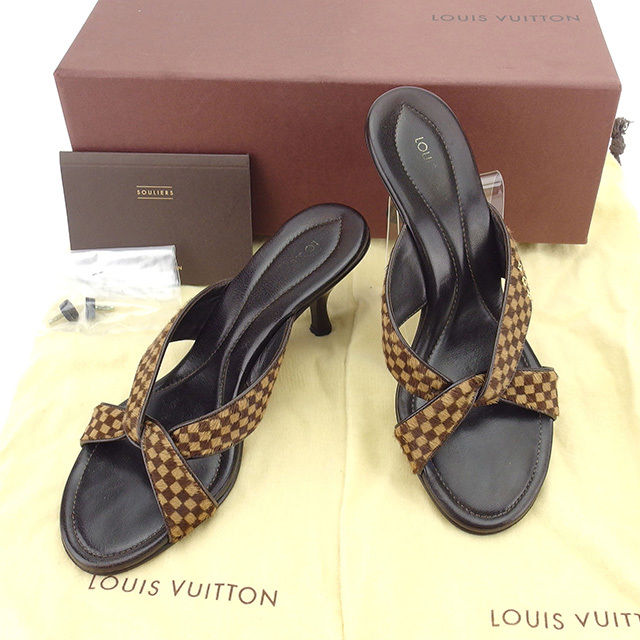 LOUIS VUITTON Mule Beige x brown x gold 36