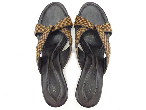 LOUIS VUITTON Mule Beige x brown x gold 36