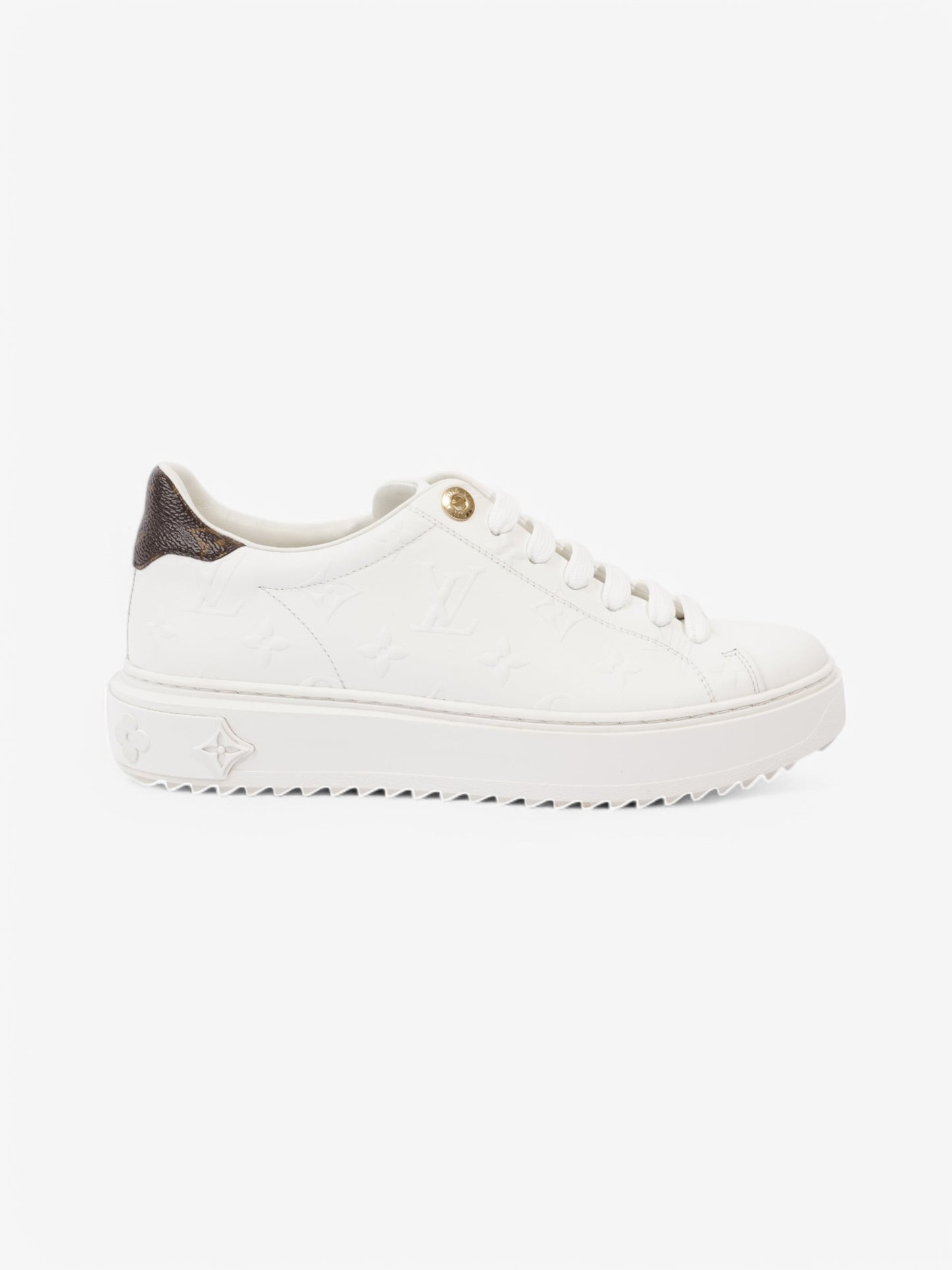 Louis Vuitton Time Out Sneakers White  / Brown Monogram Leather EU 38 UK 5