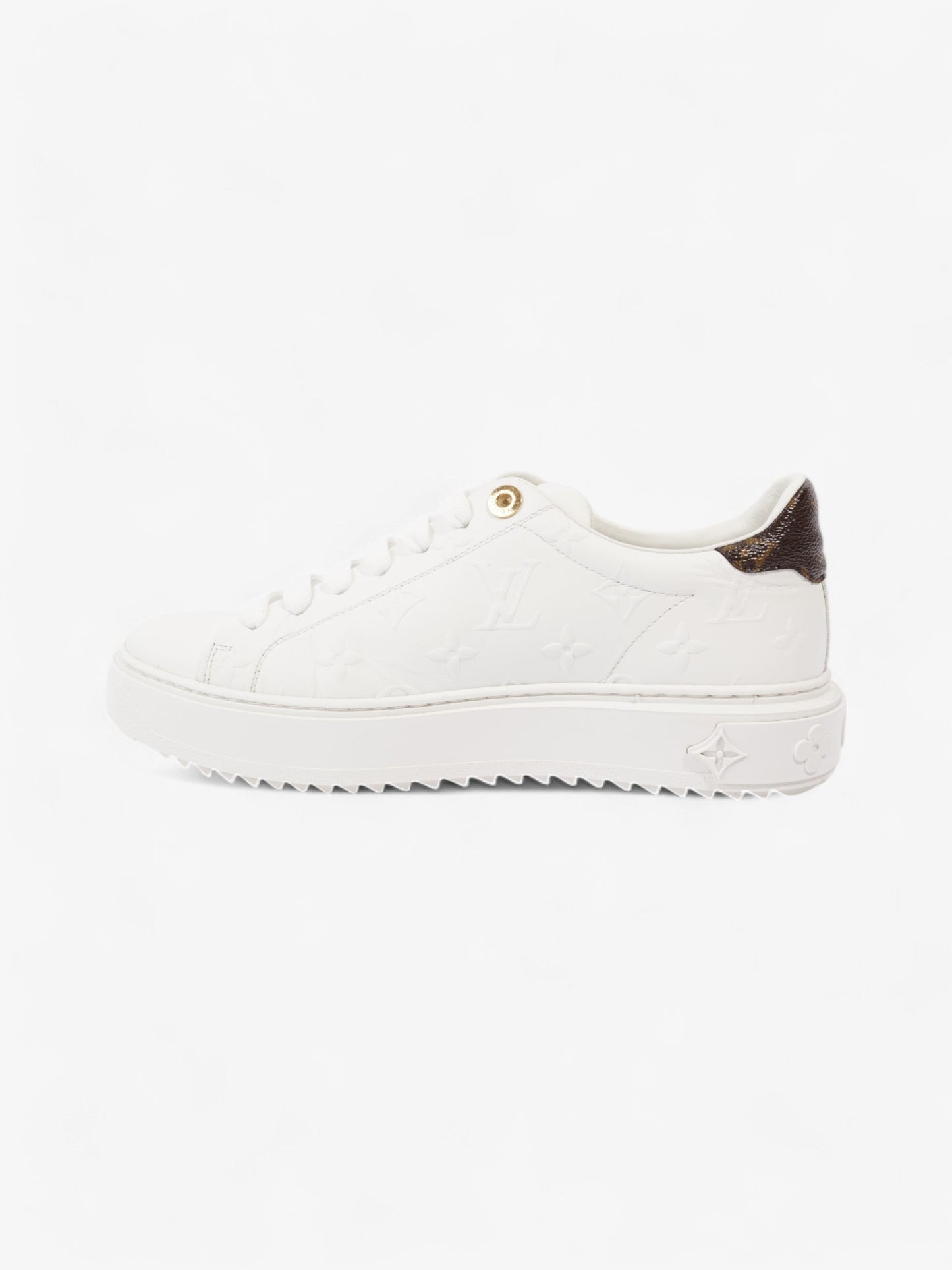 Louis Vuitton Time Out Sneakers White  / Brown Monogram Leather EU 38 UK 5