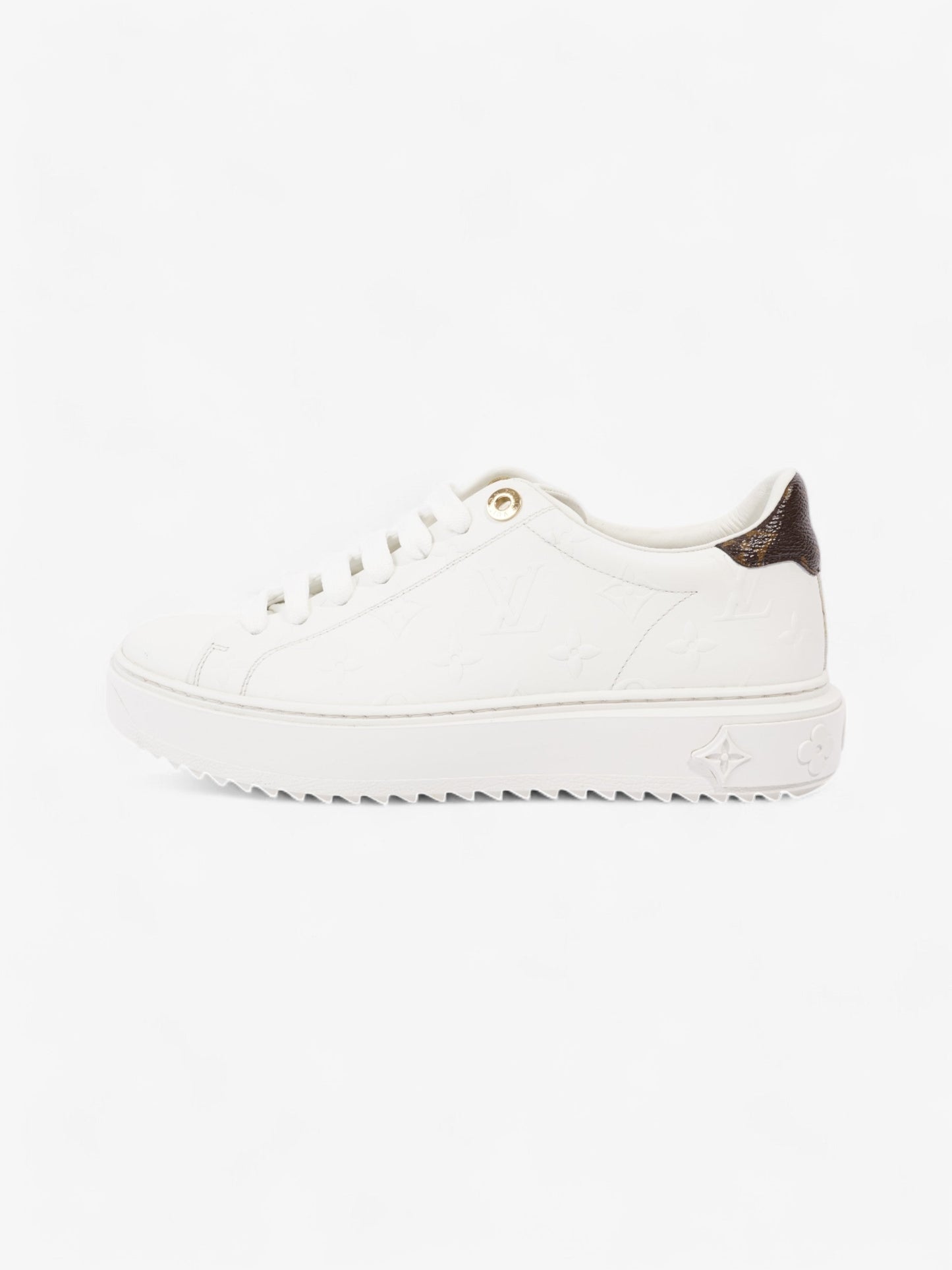 Louis Vuitton Time Out Sneakers White  / Brown Monogram Leather EU 38 UK 5