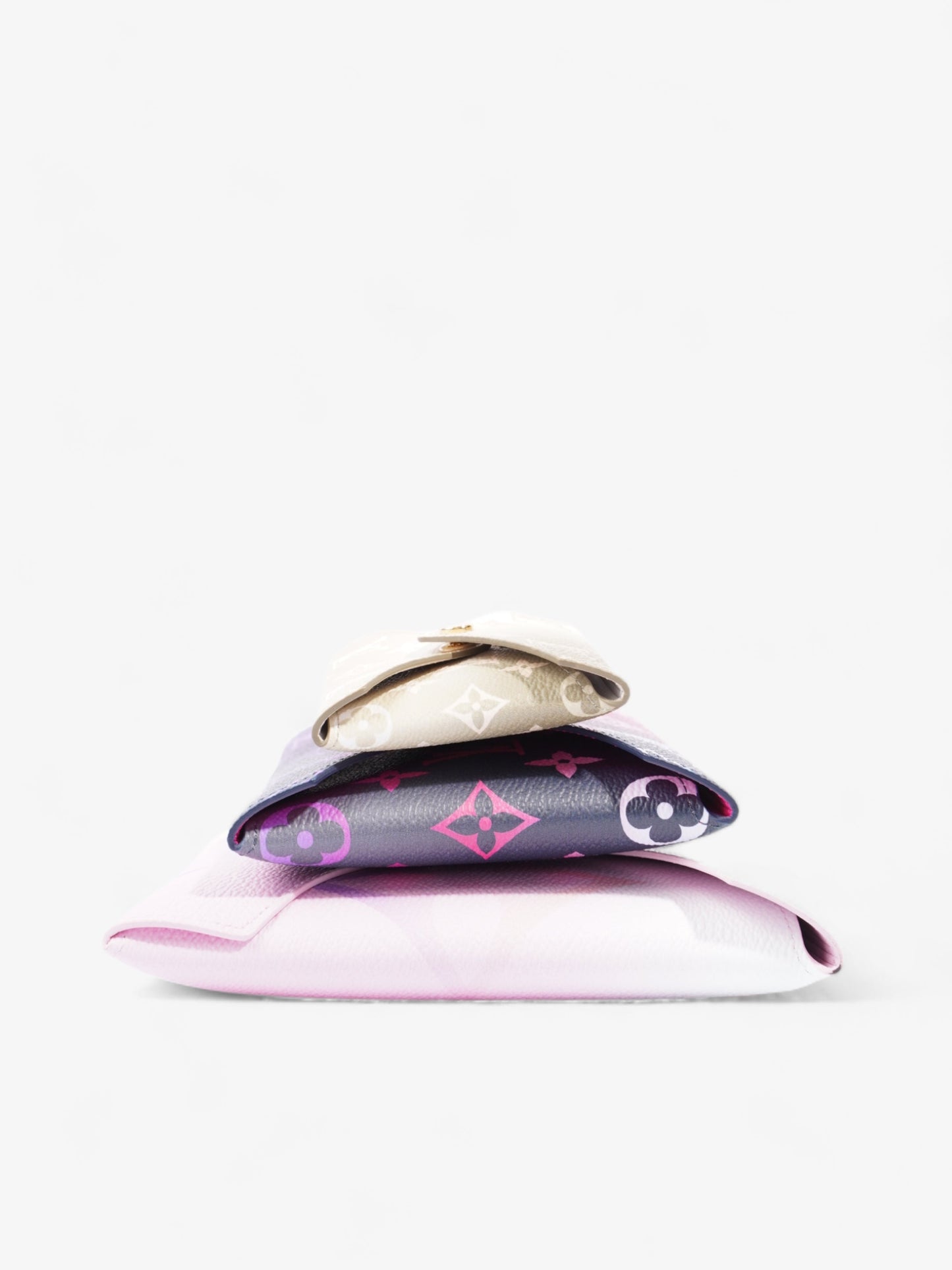 Louis Vuitton Monogram Giant Spring In The City Kirigami Pochette Set Sunset Pastel / Midnight Fuschia and Sunset Khaki Leather