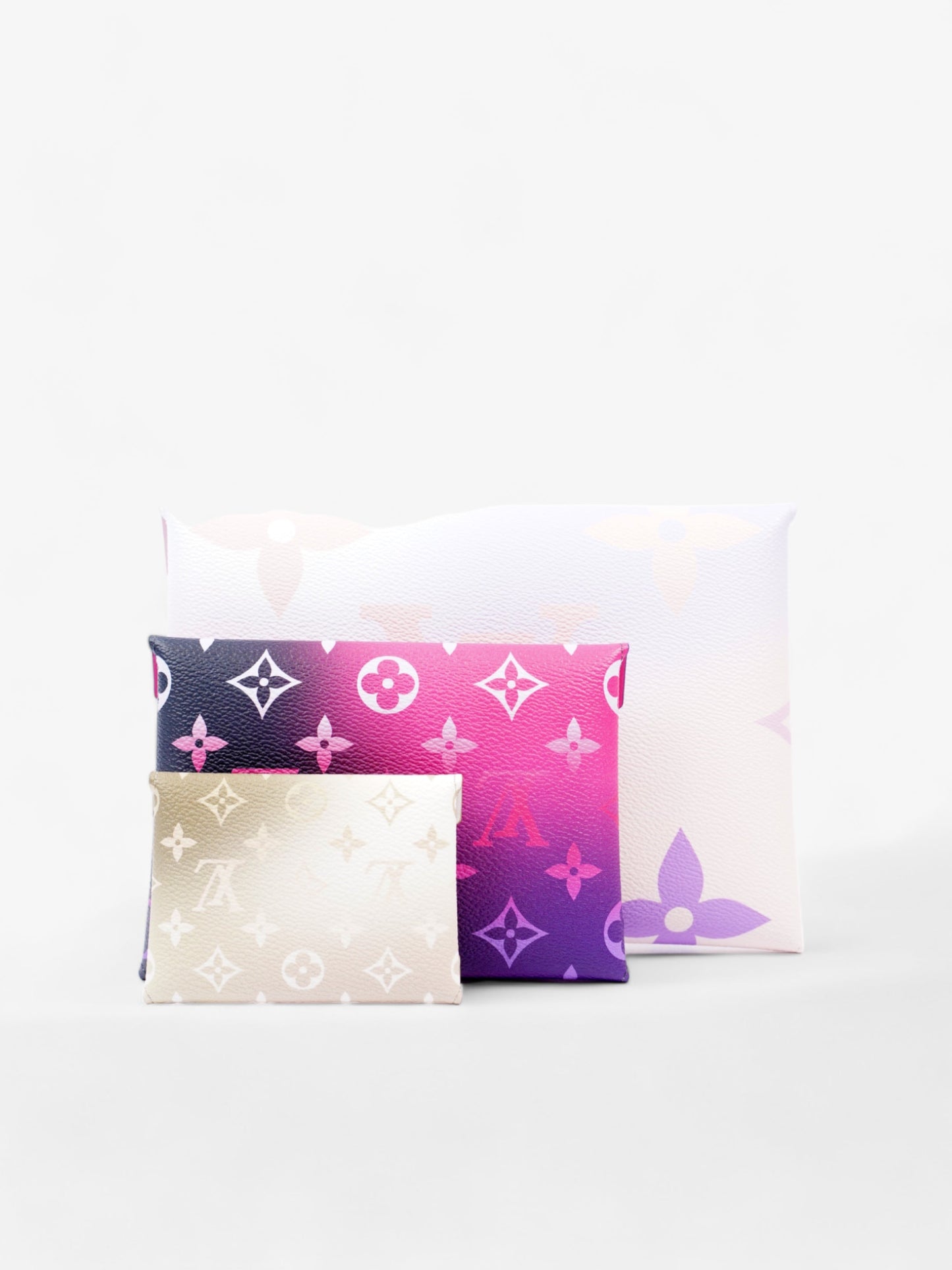 Louis Vuitton Monogram Giant Spring In The City Kirigami Pochette Set Sunset Pastel / Midnight Fuschia and Sunset Khaki Leather