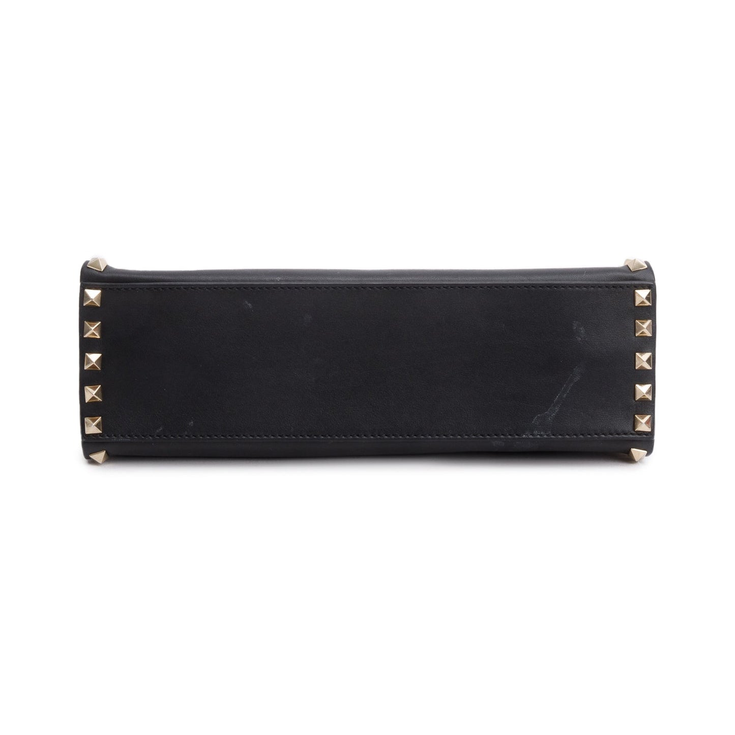 Valentino Black Smooth Calfskin Rockstud Top Handle Bag