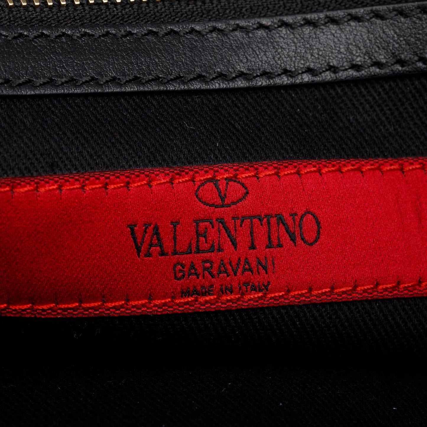 Valentino Black Smooth Calfskin Rockstud Top Handle Bag