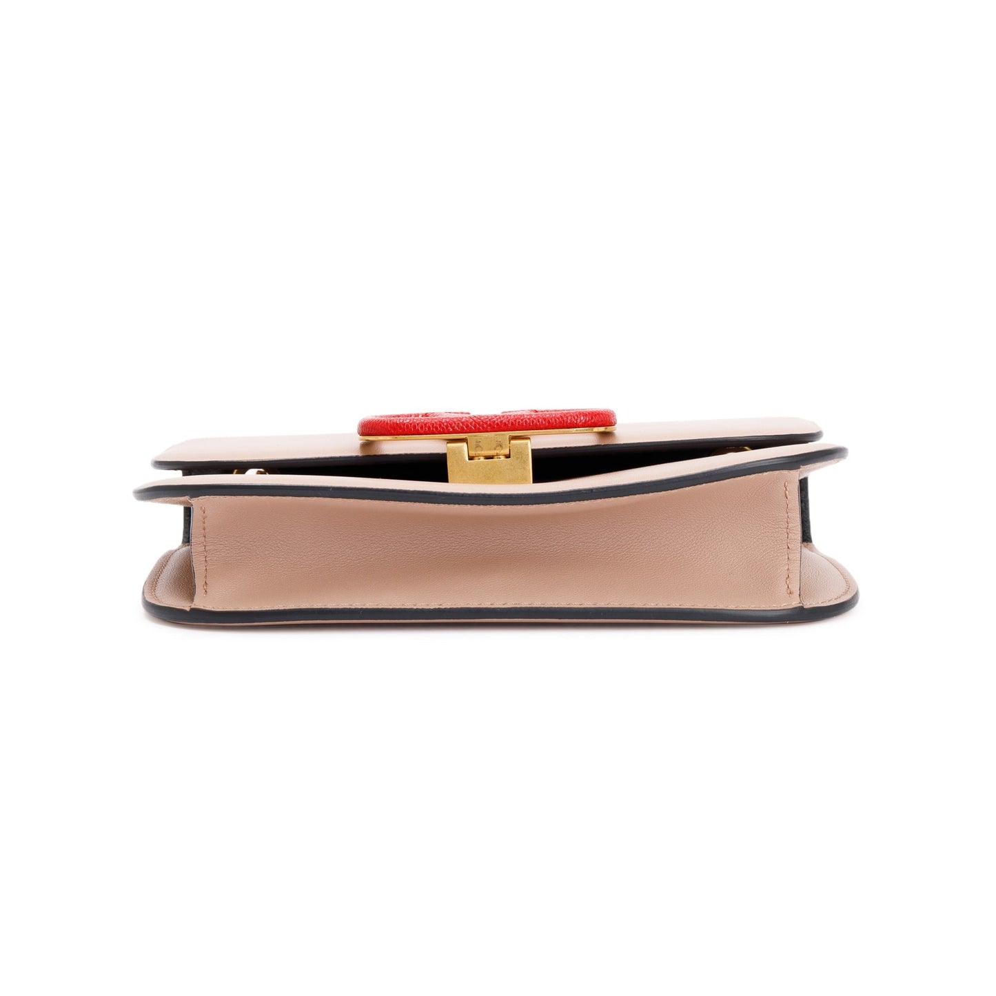 Valentino Beige Calfskin Leather Small V-Lock Shoulder Bag