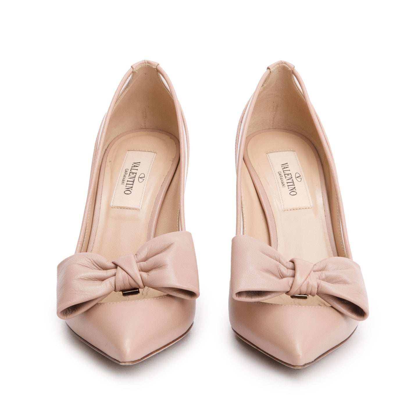 Valentino Beige Leather Couture Bow Pumps, Size 35.5