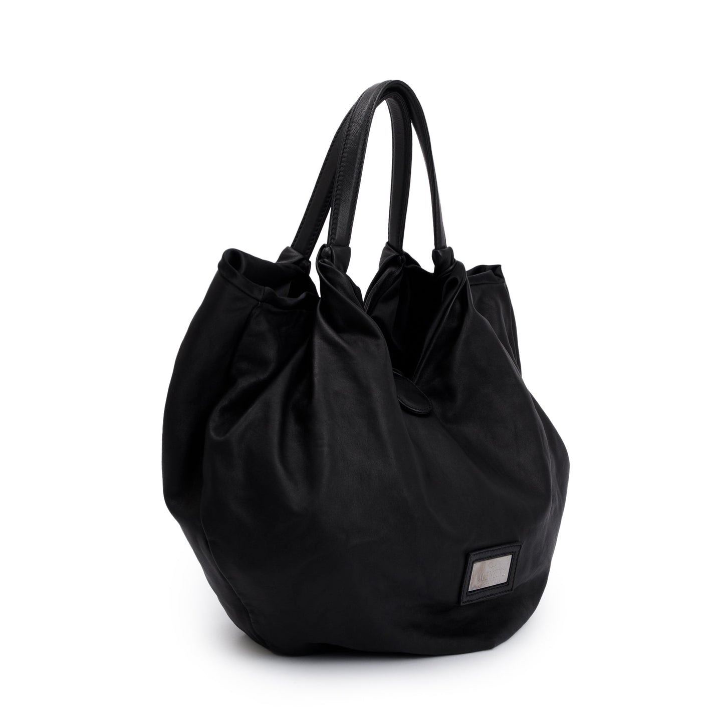 Valentino Black Calfskin Leather Bow Hobo
