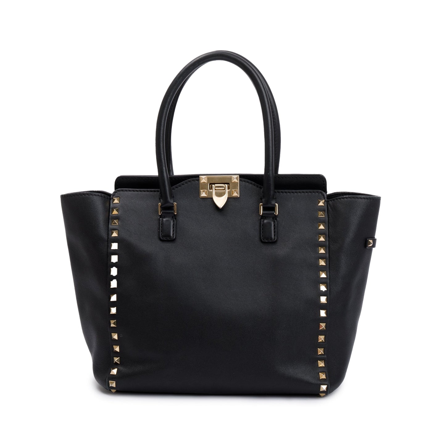 Valentino Black Calfskin Leather Medium Rockstud Tote Bag
