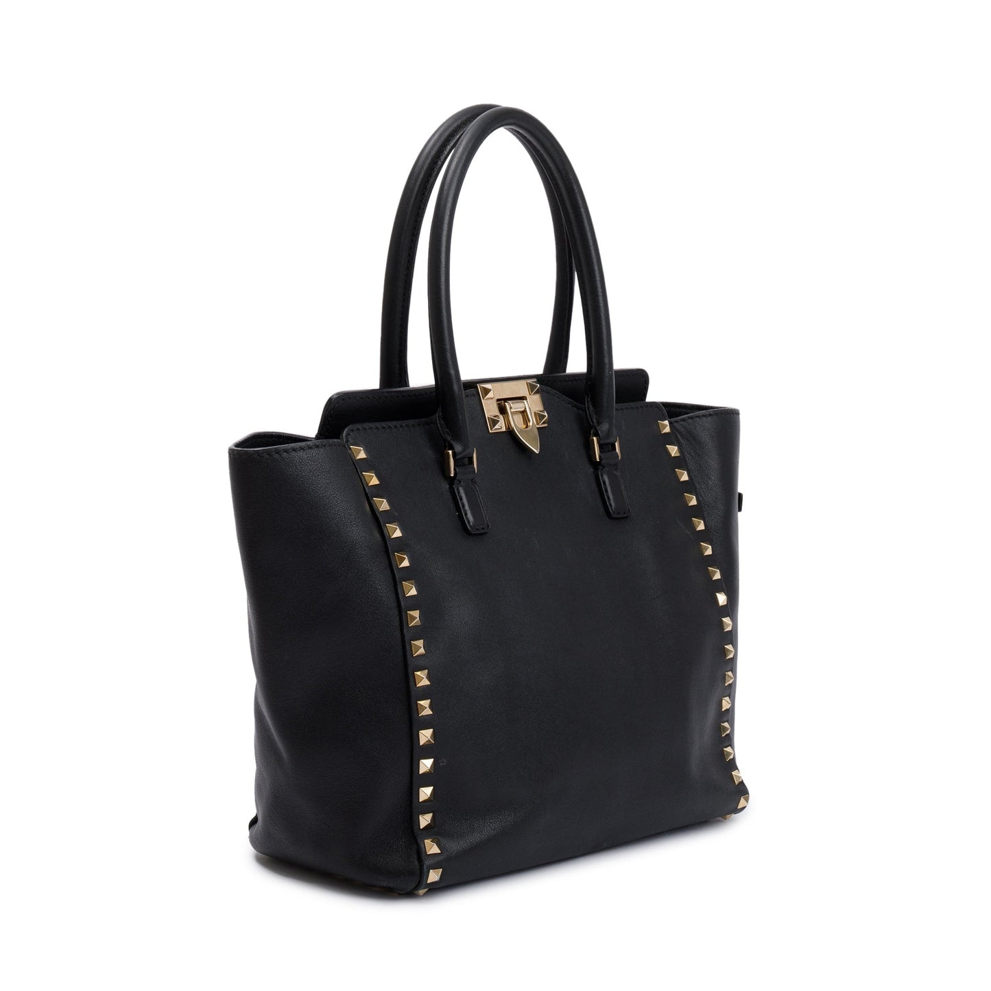 Valentino Black Calfskin Leather Medium Rockstud Tote Bag