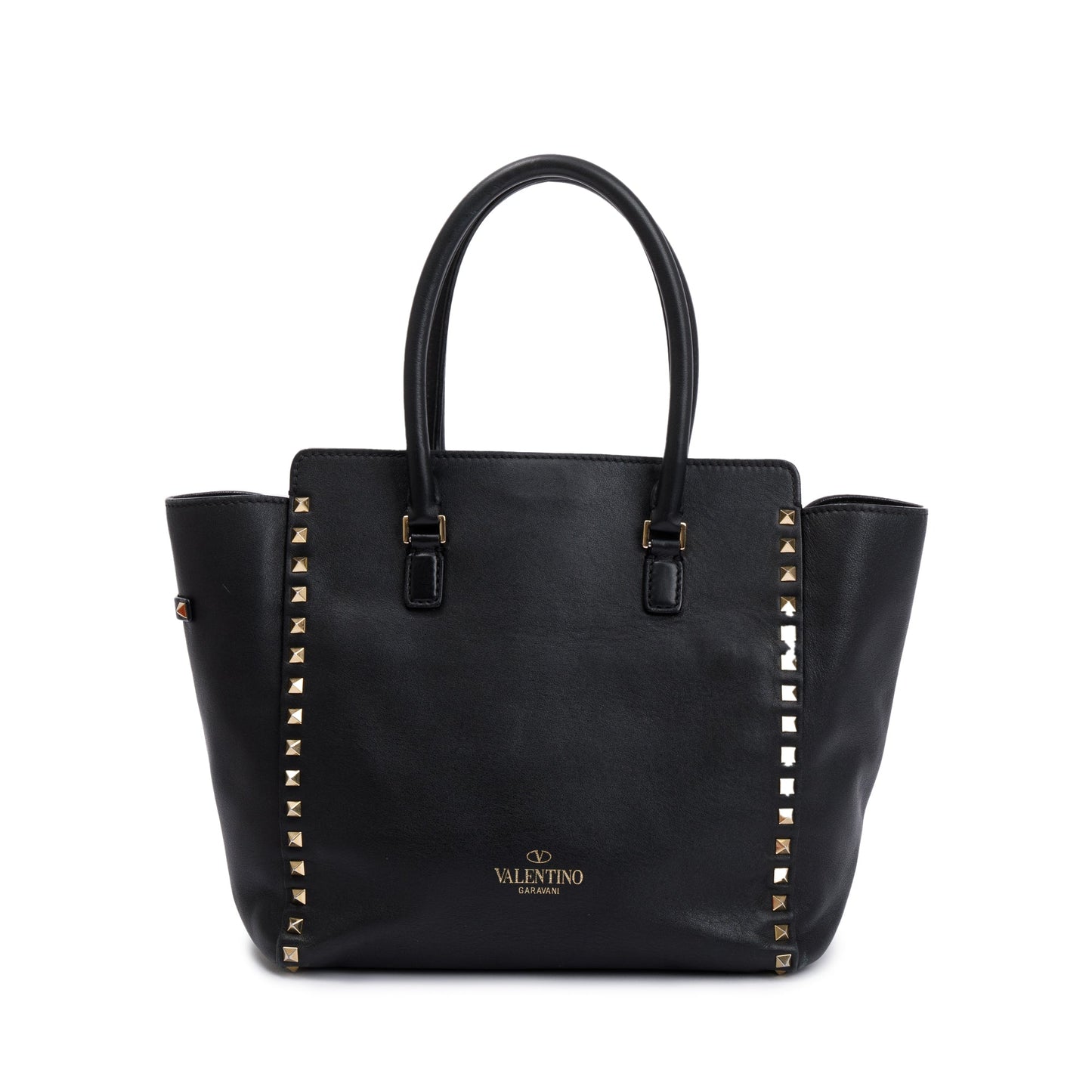 Valentino Black Calfskin Leather Medium Rockstud Tote Bag