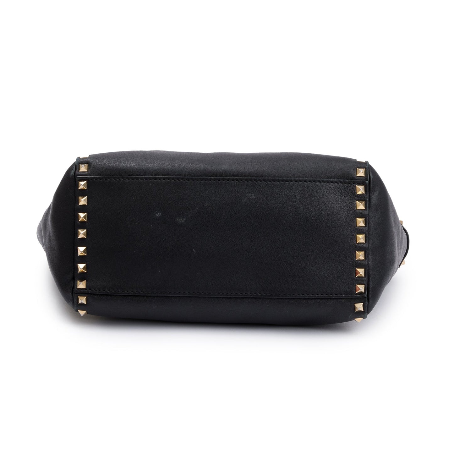 Valentino Black Calfskin Leather Medium Rockstud Tote Bag