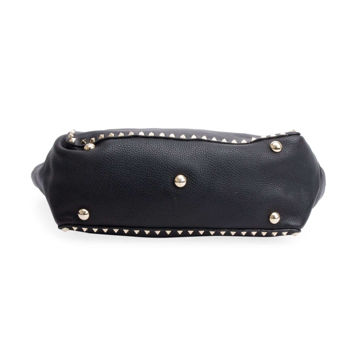 Valentino Black Calfskin Leather Medium Rockstud Tote Bag