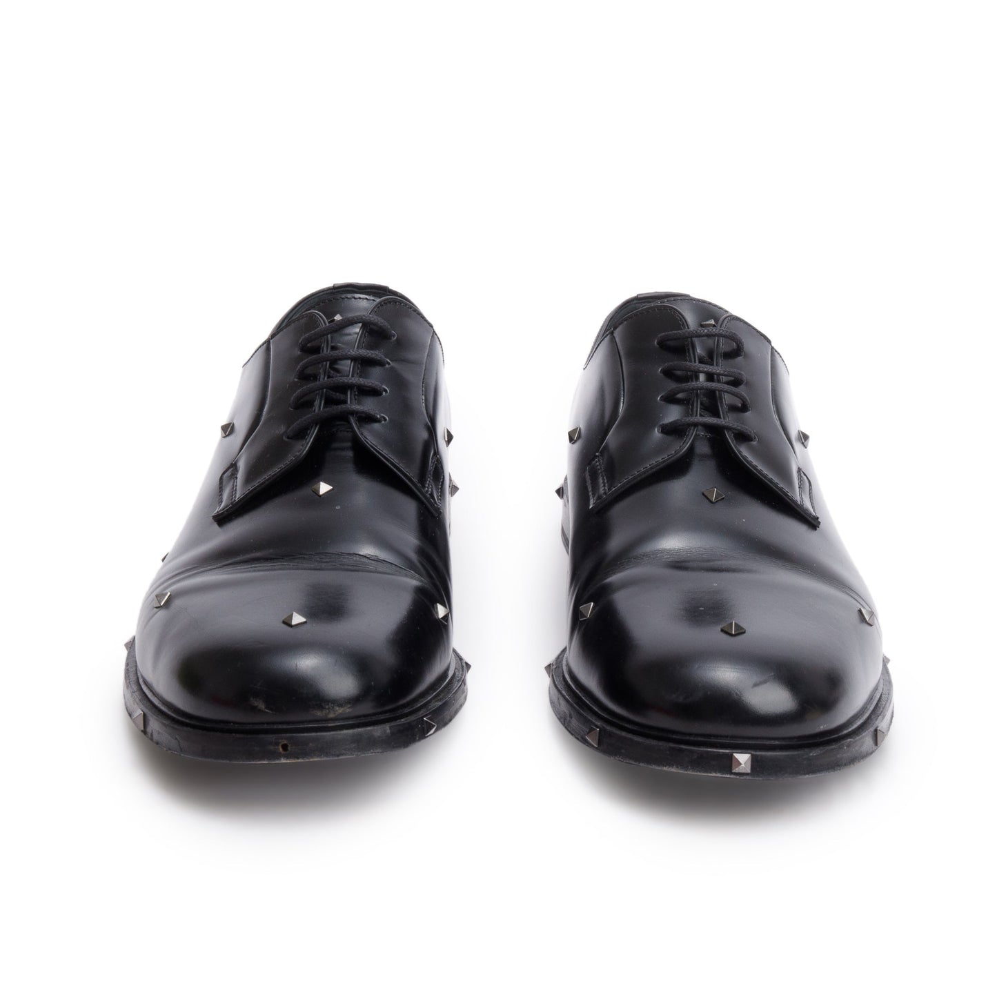 Valentino Black Calfskin Leather Rockstud Aristopunk Derby Men's Shoes, Size 45