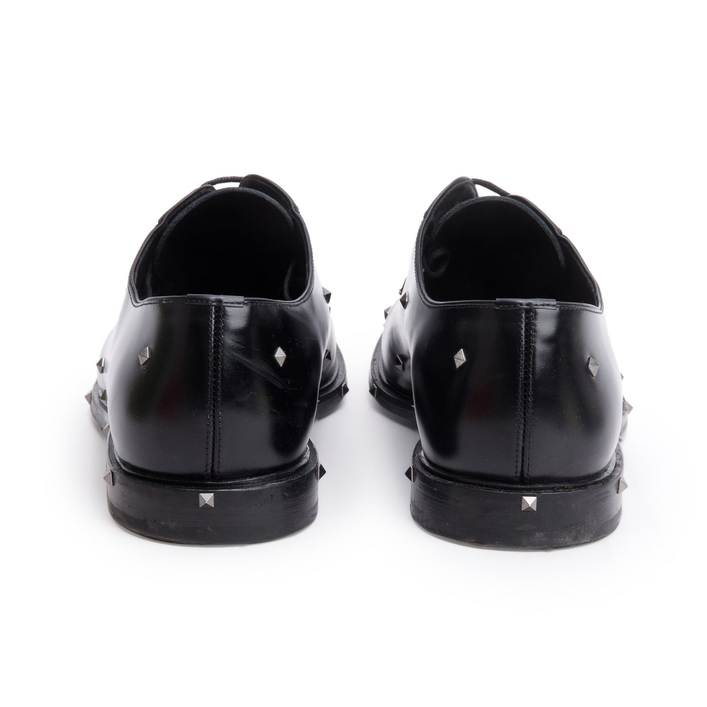 Valentino Black Calfskin Leather Rockstud Aristopunk Derby Men's Shoes, Size 45