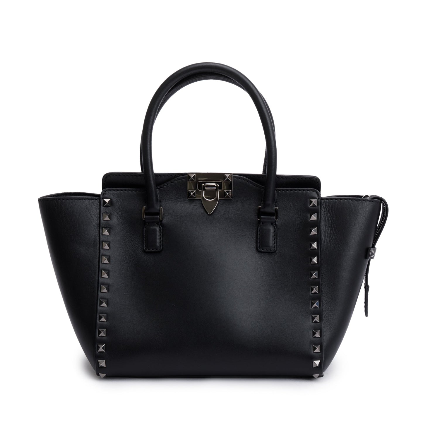 Valentino Black Calfskin Leather Small Rockstud Tote Bag