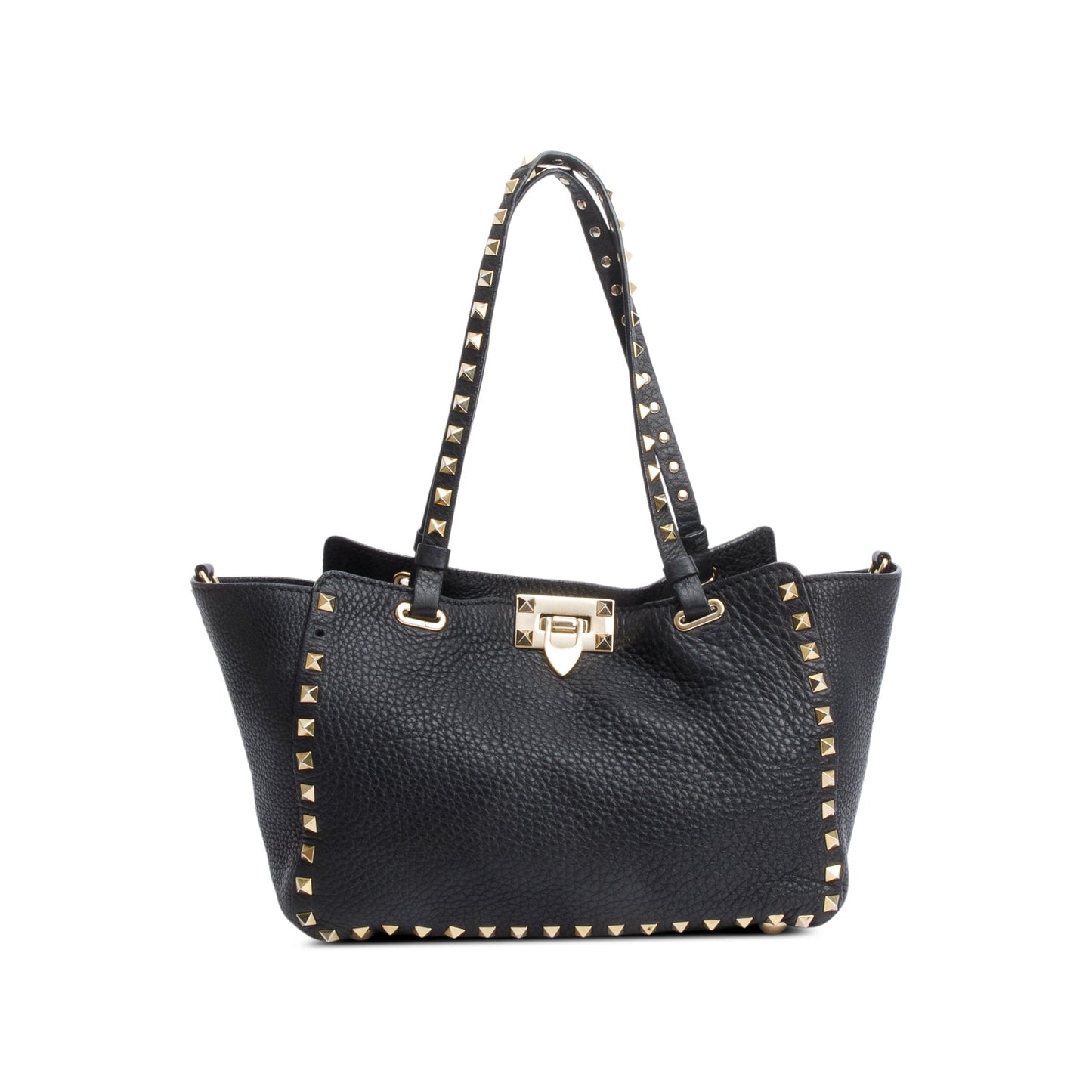 Valentino Black Calfskin Leather Rockstud Tote Bag