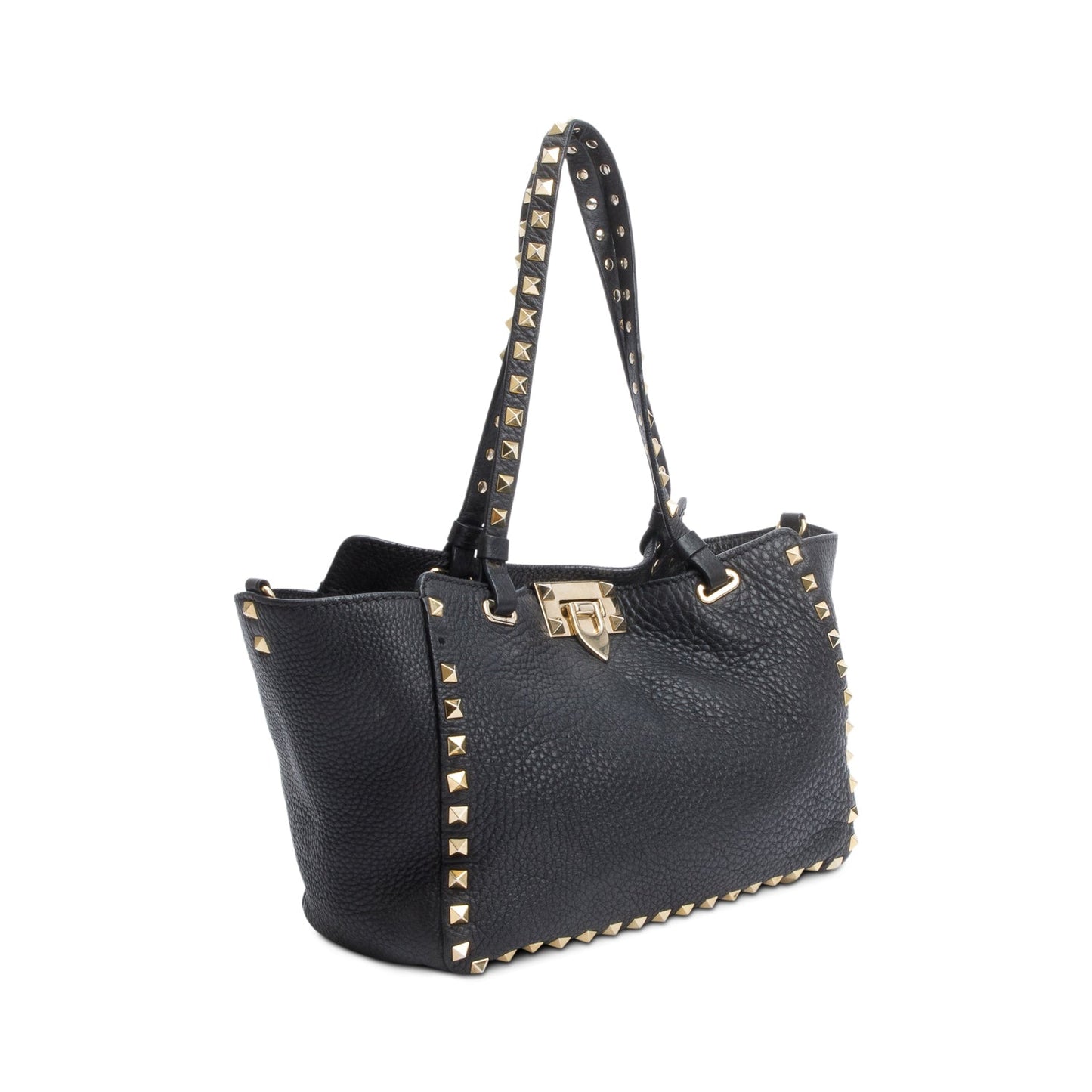 Valentino Black Calfskin Leather Rockstud Tote Bag