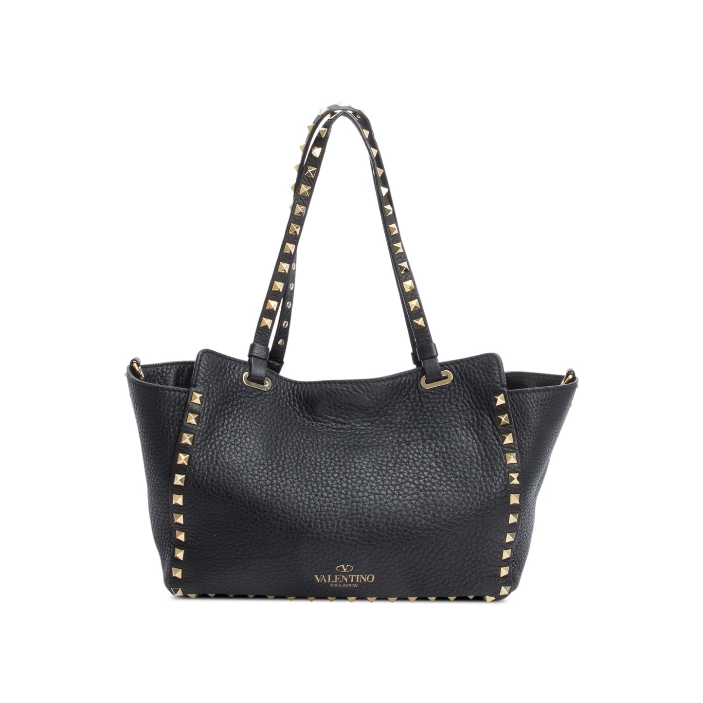 Valentino Black Calfskin Leather Rockstud Tote Bag