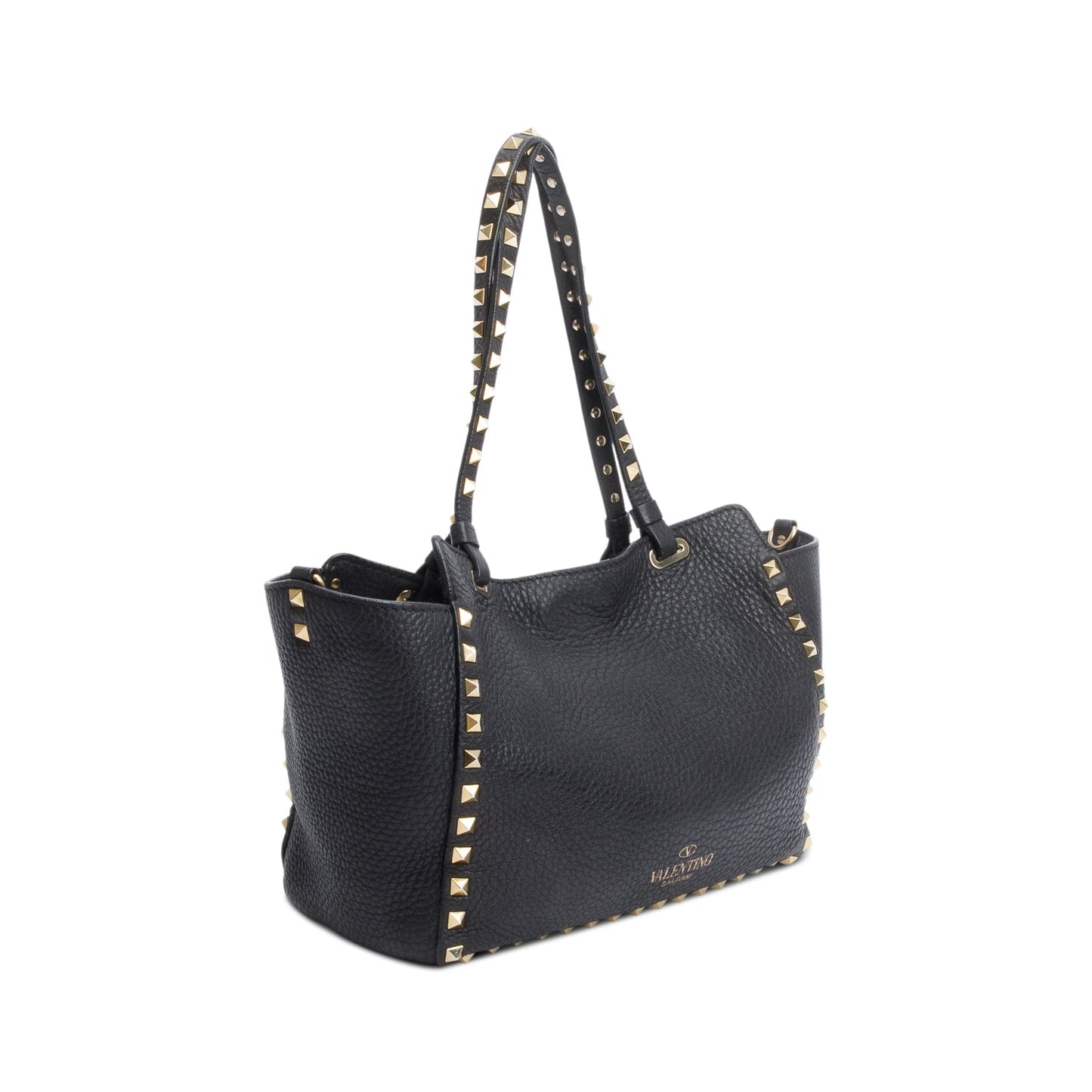 Valentino Black Calfskin Leather Rockstud Tote Bag