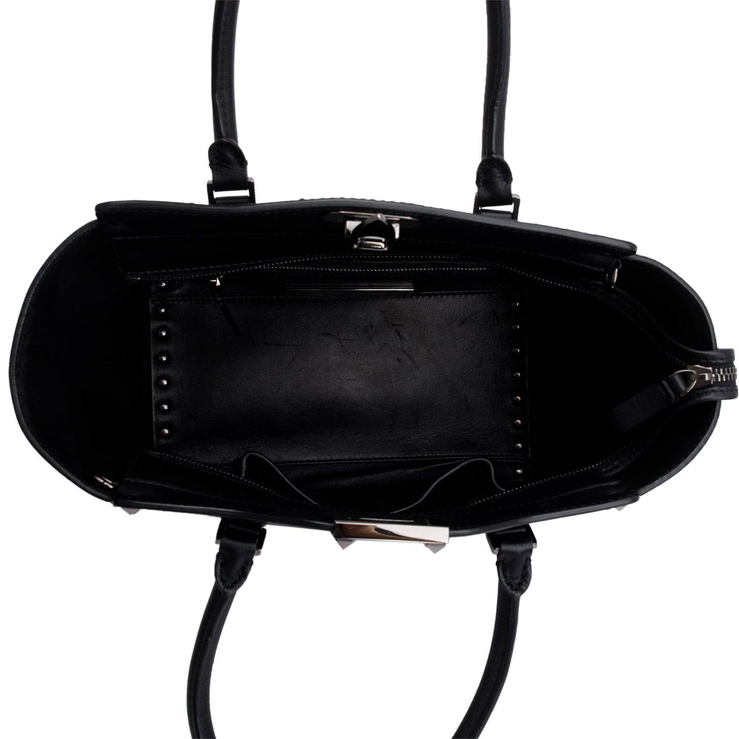 Valentino Black Calfskin Leather Small Rockstud Tote Bag