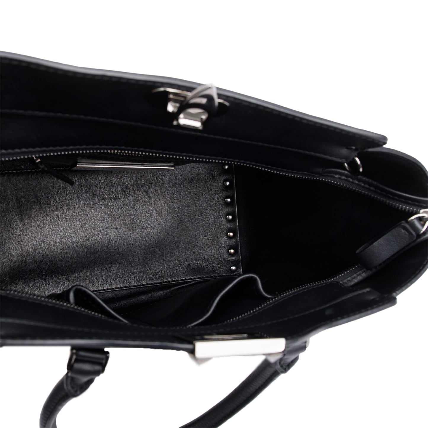 Valentino Black Calfskin Leather Small Rockstud Tote Bag