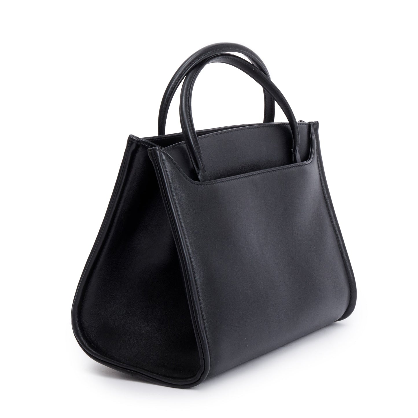 Valentino Black Calfskin Leather Small Vlogo Locker Satchel