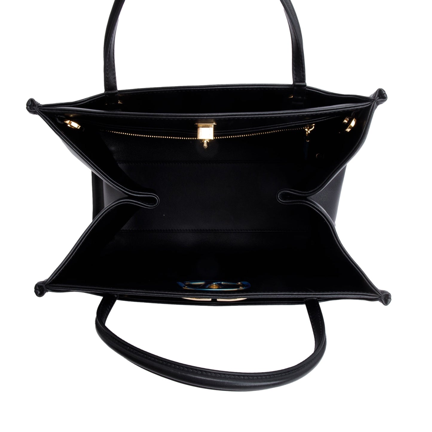 Valentino Black Calfskin Leather Small Vlogo Locker Satchel