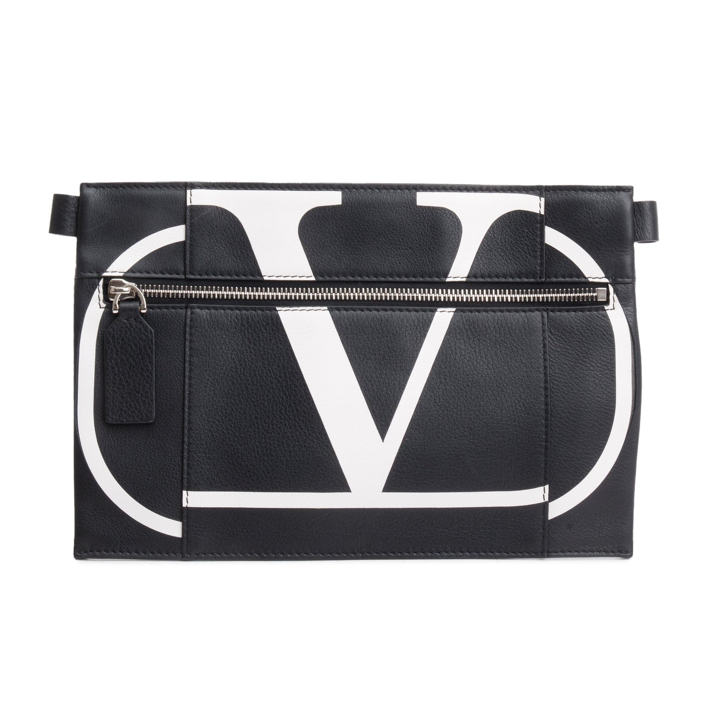Valentino Black Calfskin Leather VLTN Messenger Pouch