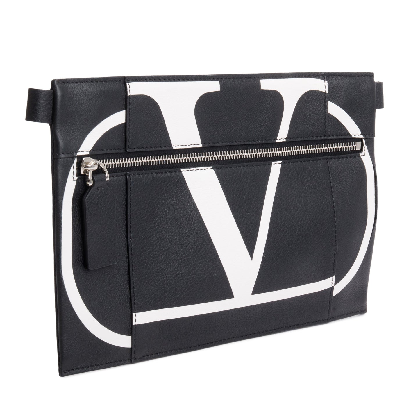 Valentino Black Calfskin Leather VLTN Messenger Pouch