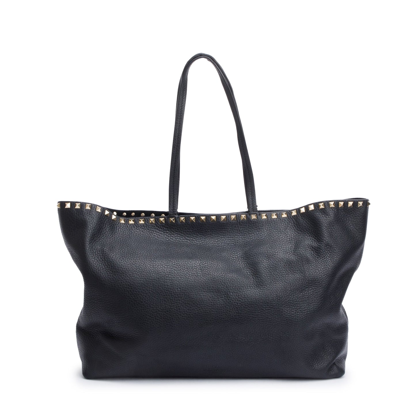 Valentino Black Grained Calfskin Large Rockstud Tote