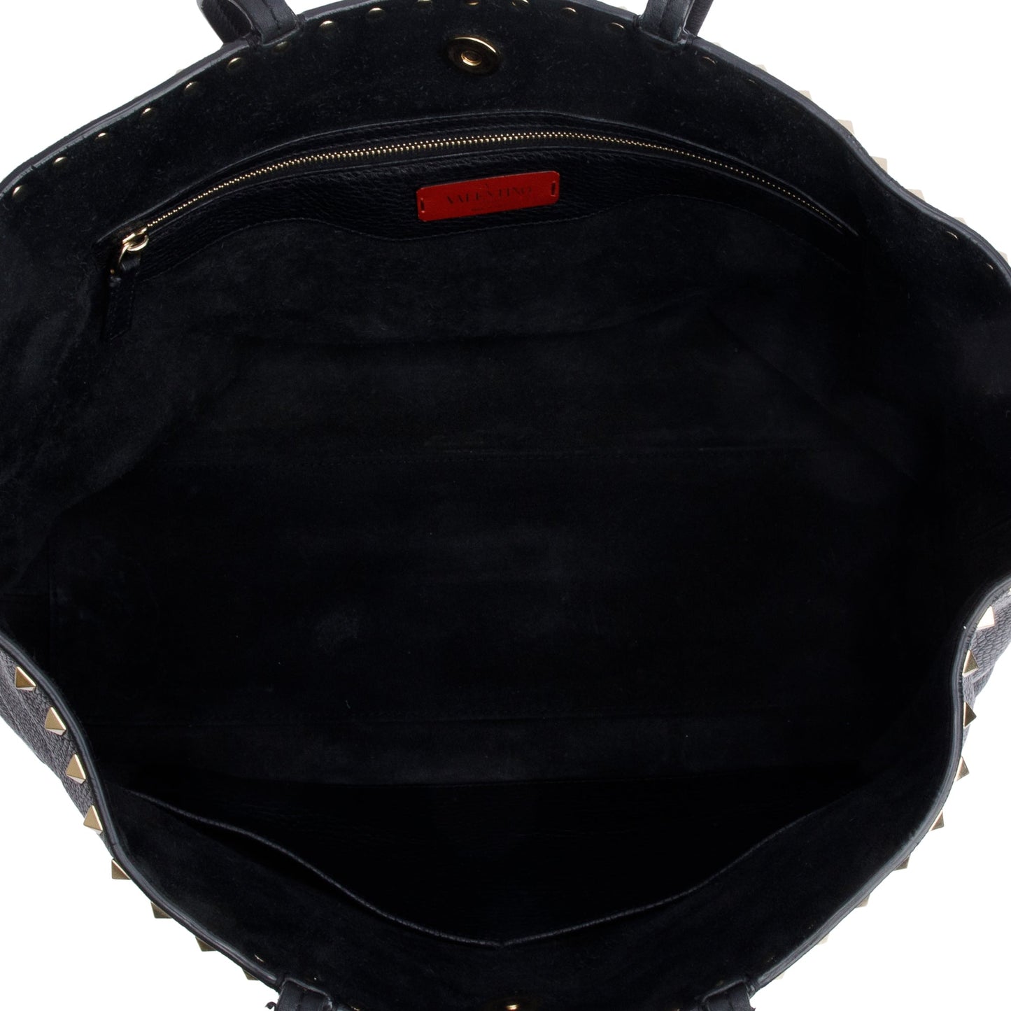 Valentino Black Grained Calfskin Large Rockstud Tote