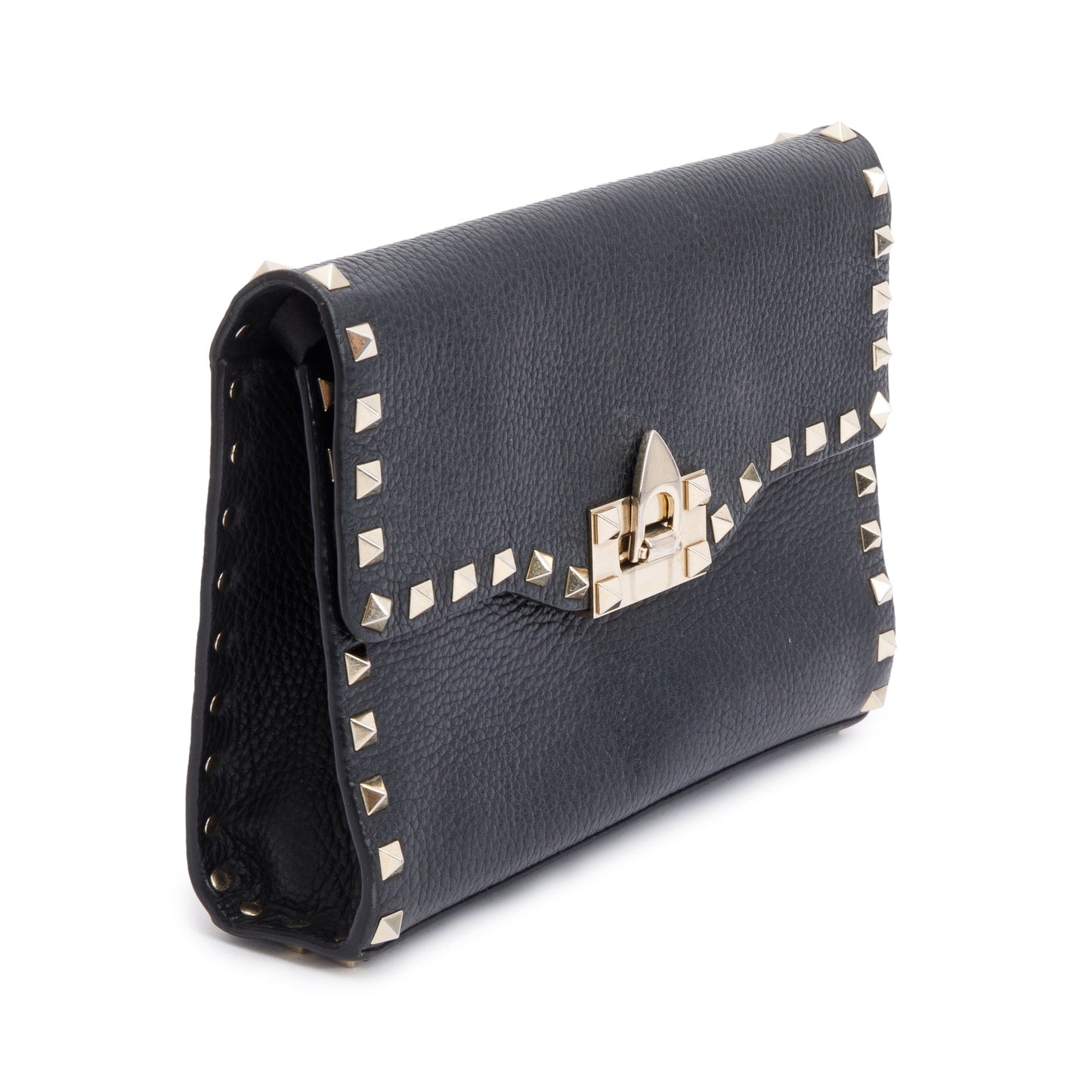 Valentino Black Grained Calfskin Leather Rockstud Crossbody Bag