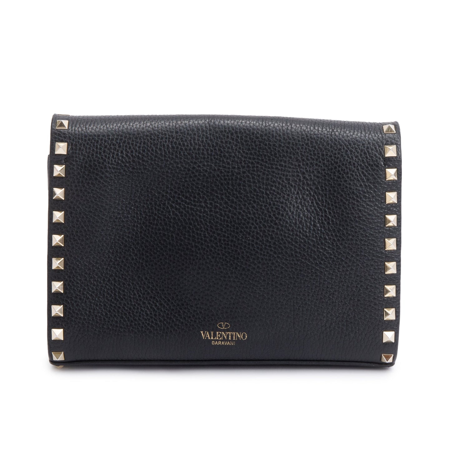 Valentino Black Grained Calfskin Leather Rockstud Crossbody Bag