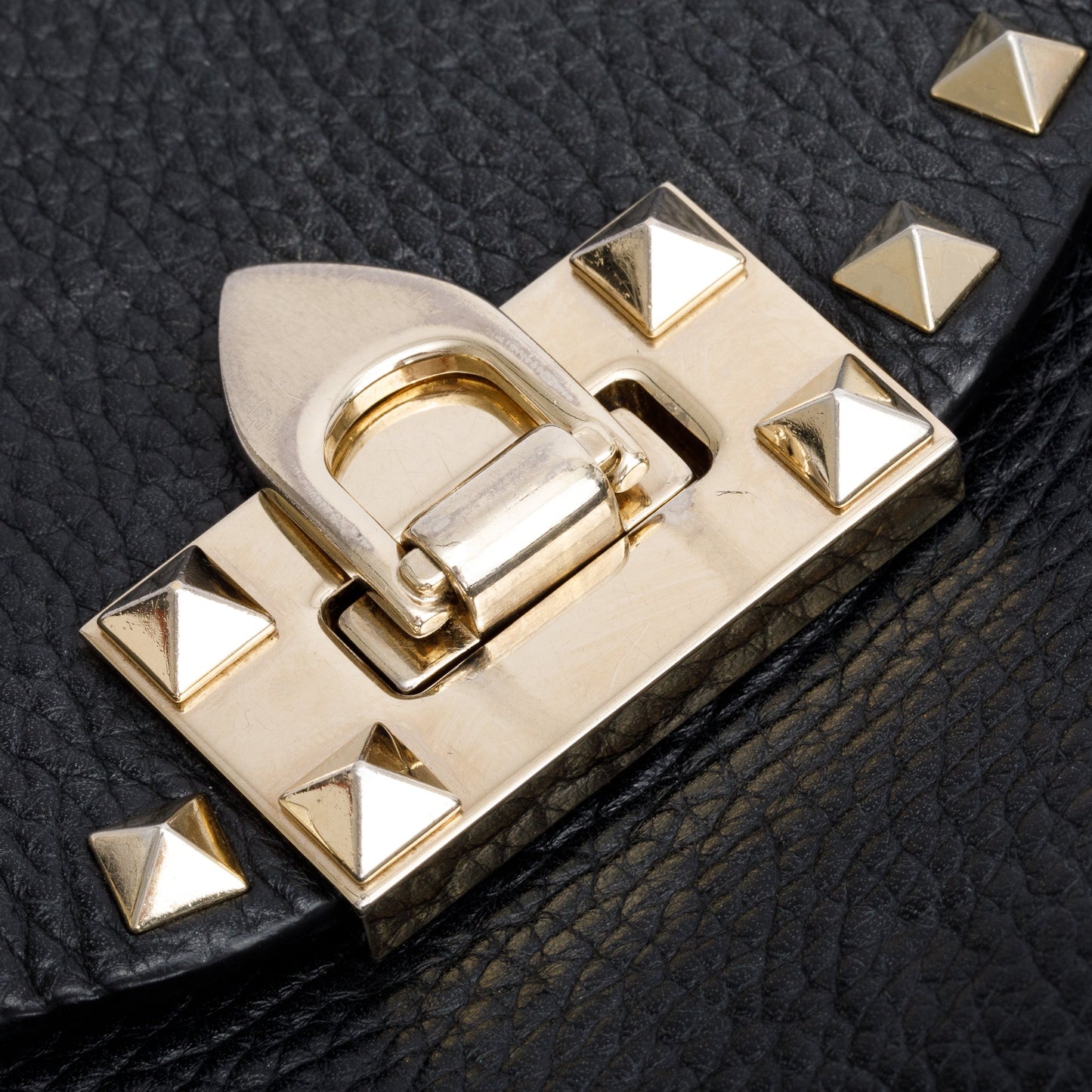Valentino Black Grained Calfskin Leather Rockstud Crossbody Bag
