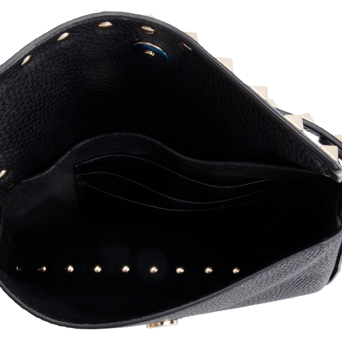 Valentino Black Grained Calfskin Leather Rockstud Handie Mini Crossbody Bag