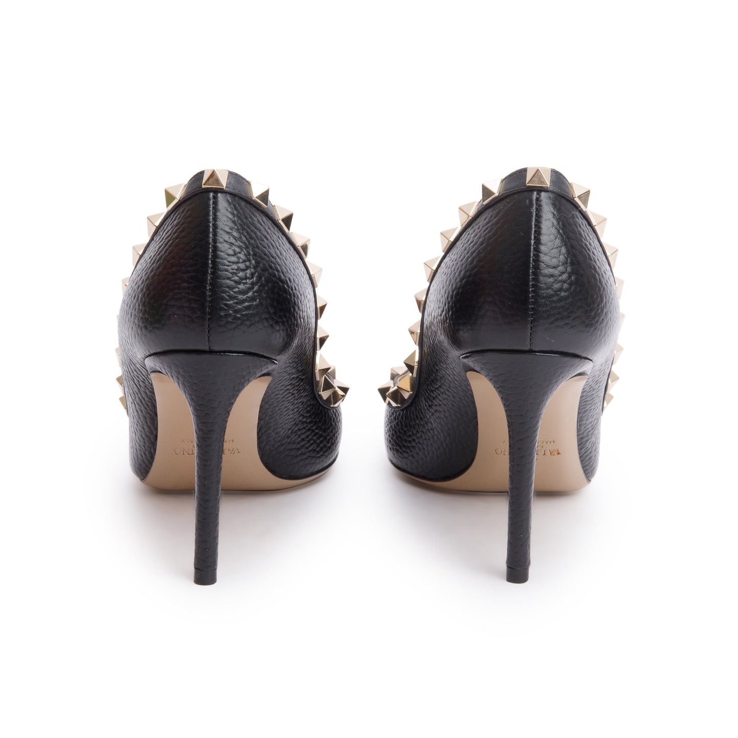 Valentino Black Leather Rockstud Pointed Toe Pumps, Size 36